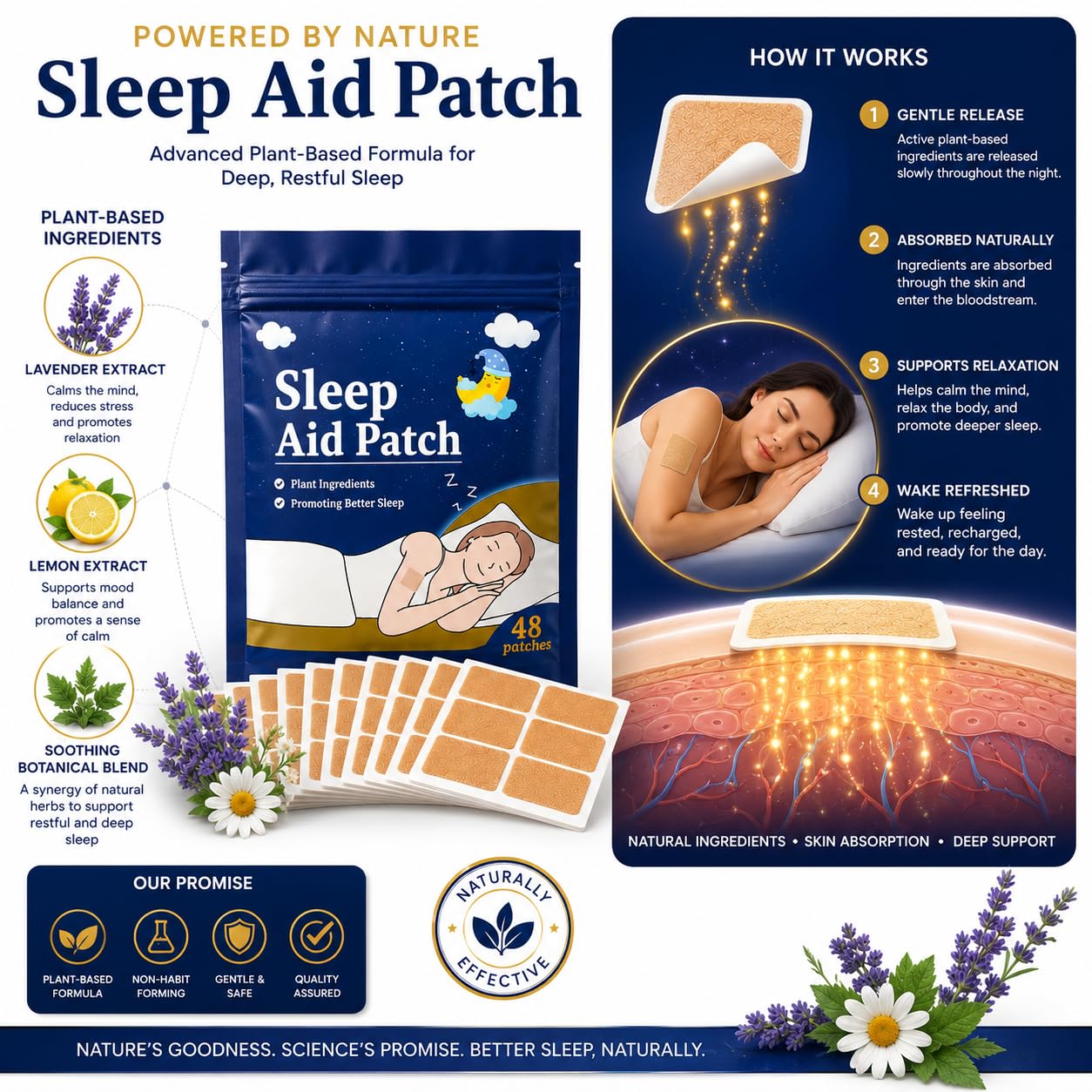 Migraine Relief Cooling Strips– Instant Cooling Headache Patch for For head, Fever, Stress & Migraine Pain Relief Gentle Skin Safe Gel Pad (Sleep Patch-48 Patch) — Amazon image 4