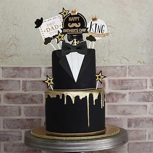 Miniatura 6 de Gyufise 13 decoraciones para tartas para el Día del Padre, decoración de pastel de feliz cumpleaños para el día del padre, suministros de decoración