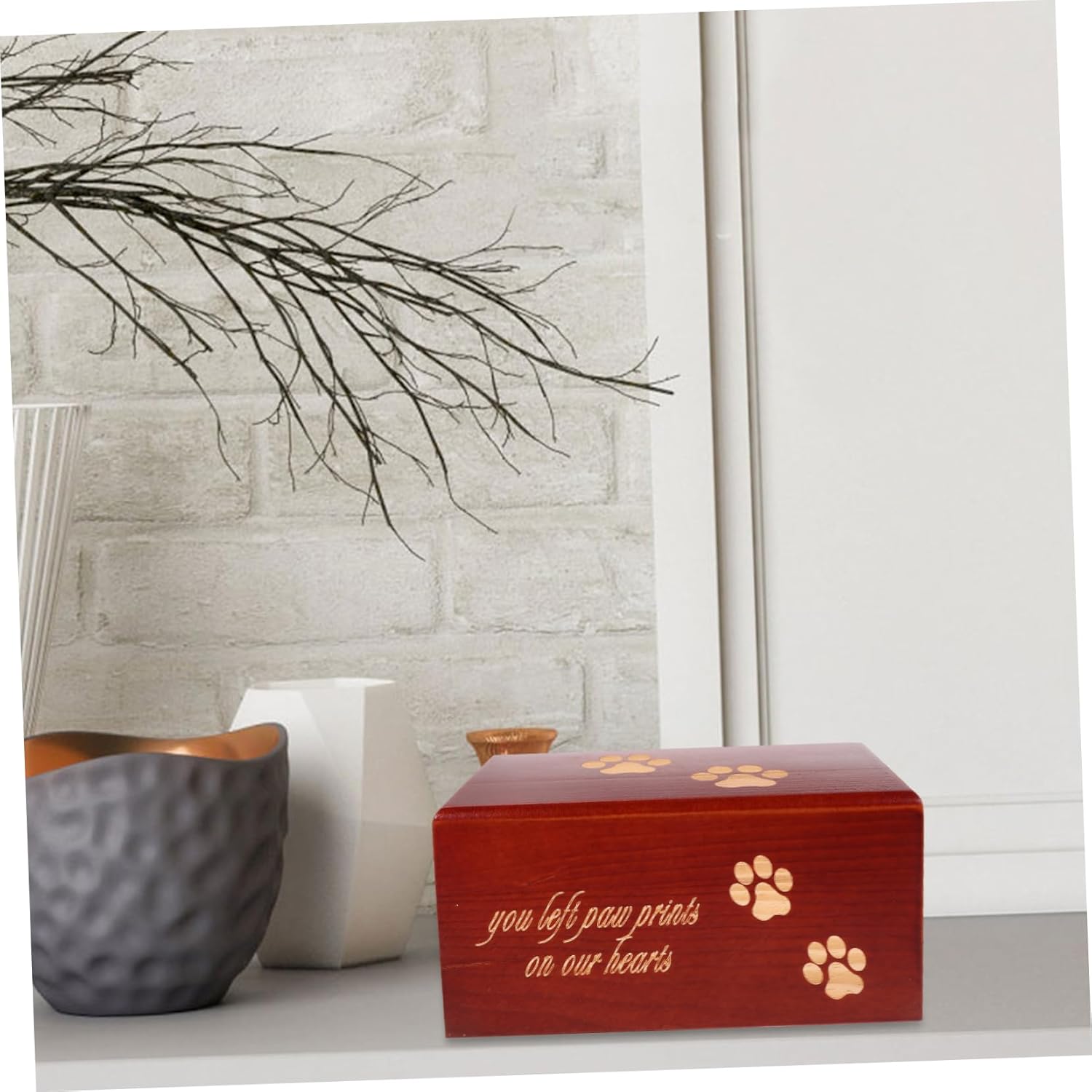 HANABASS Pet Memorial Wooden Cremation Urn for Dogs and Cats Elegant Wood Pet Ashes Keepsake Box Photo Holder and Meaningful Animal Casket for Remembrance and Comfort