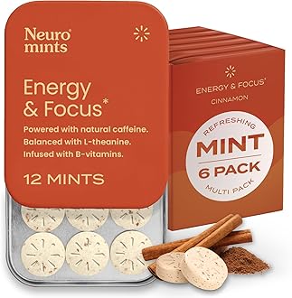 NeuroGumEnergy Caffeine Mints (72 Pieces) - Sugar Free with L-theanine + Natural Caffeine + Vitamin B12 & B6 - Nootropic Energy & Focus Supplement for Women & Men