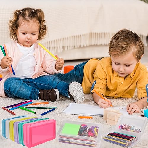Miniatura 7 de 1 caja de lápices, caja de lápices de doble capa de gran capacidad, estuche rígido con tapa hermética, caja de lápices de plástico para suministros