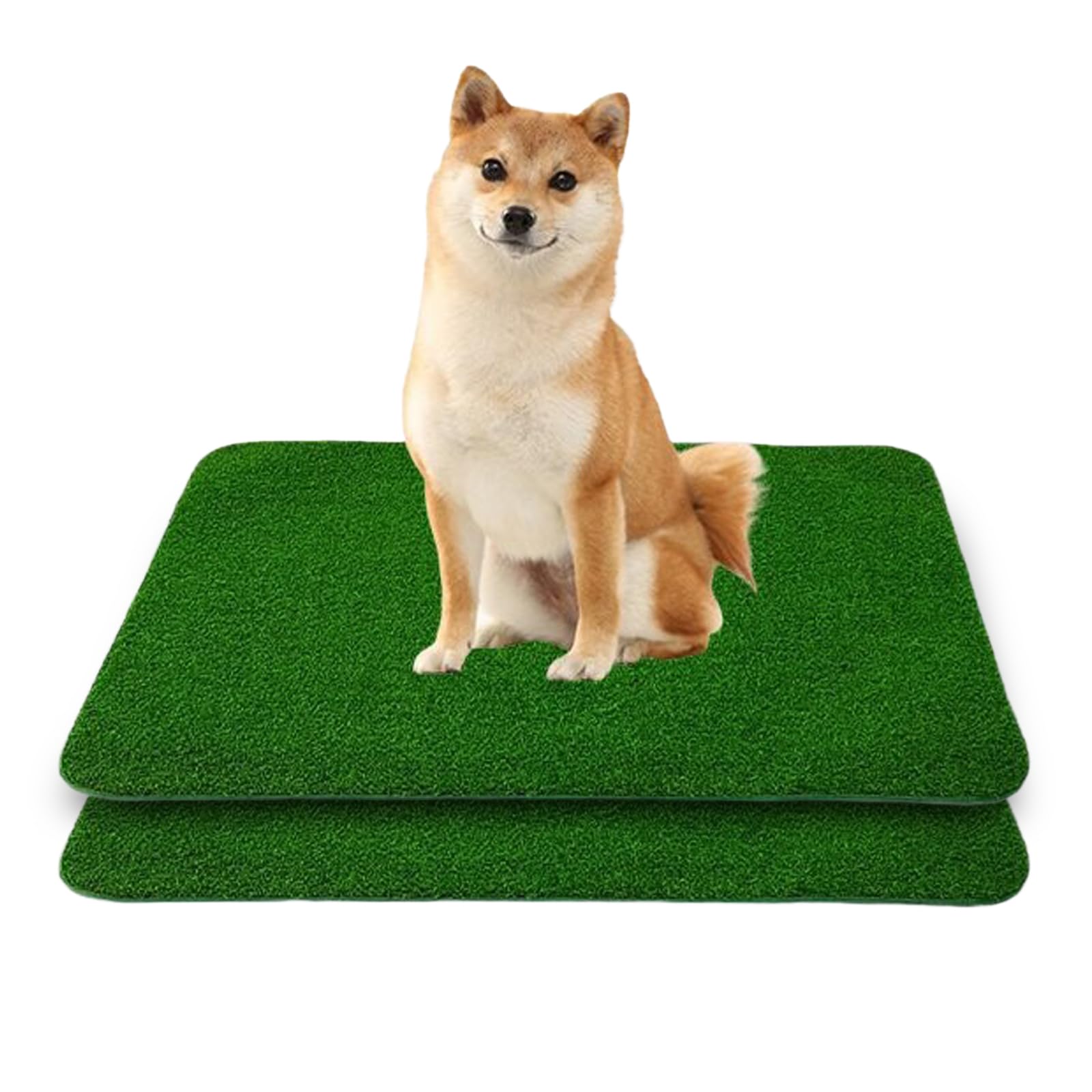 Qknosm Green 2Pcs Artificial Grass Mat For Puppy, Dog Potty Training Turf Washable Artificial Turf Pet Pee Mat Reusable Fake Grass Replacement Pad For Small Dogs (46 X 36 Cm)