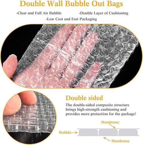 Miniatura 3 de PerKoop 120 bolsas de cojín de burbujas de 4 x 5.5 pulgadas a granel, bolsas de doble pared para cojín de burbujas, bolsas protectoras transparentes