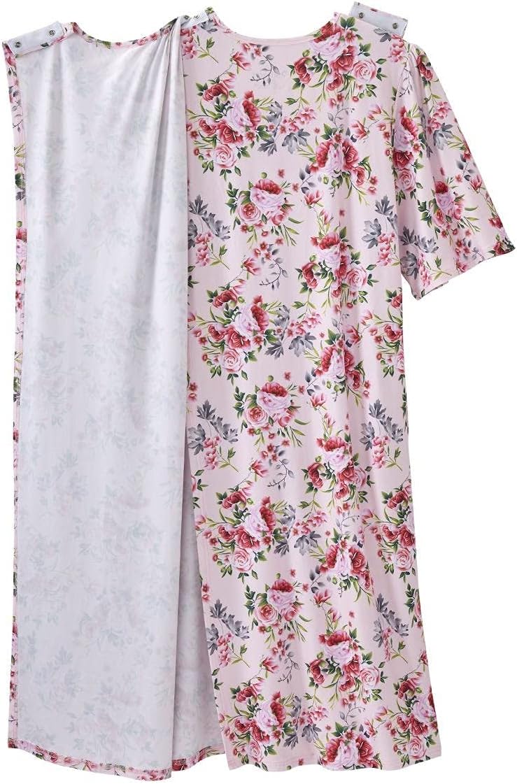 Silverts Open-Back Hospital Gowns for Women – Comfortable, Easy Dressing for Seniors & Patients - Milk Silk Lace 2/3 Sleeve - Image 2