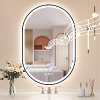 STARLEAD Ovális LED Fürdőszobai Tükör 90x60 cm - Bluetooth Hangszóróval, Fényerőszabályzással, 3 Színhőmérséklettel, Páramentesítővel, Feket 1