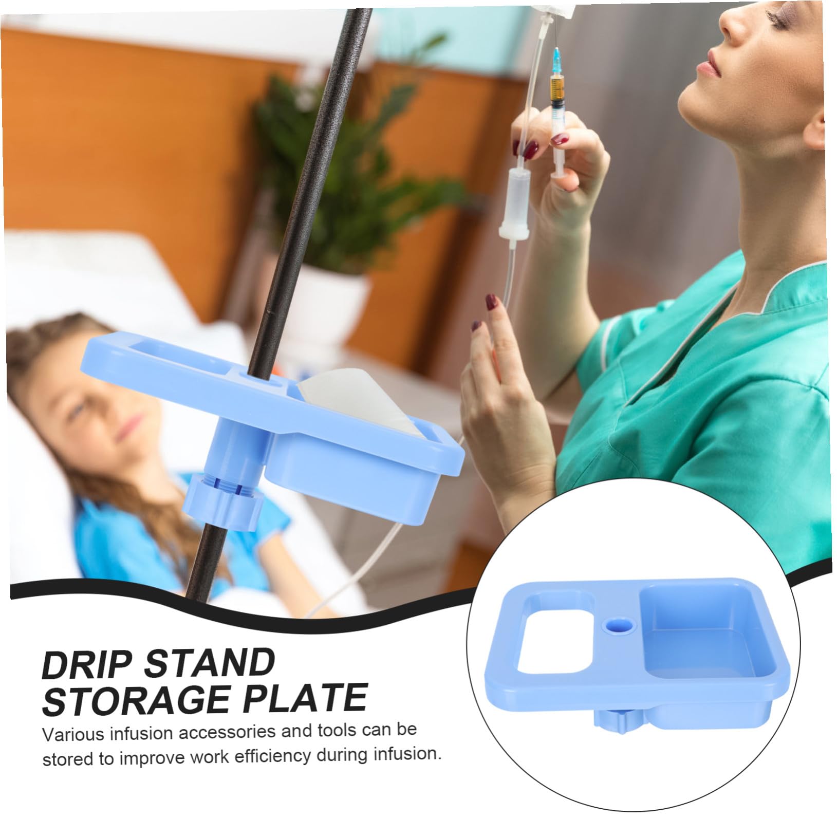Support De Perfusion Plateau En Plastique Léger Pour Poteau Iv, Plaque De Rangement Professionnelle Antidérapante Pour Accessoires Médicaux Et Porte-gouttes, Usage Hospitalier Industriel