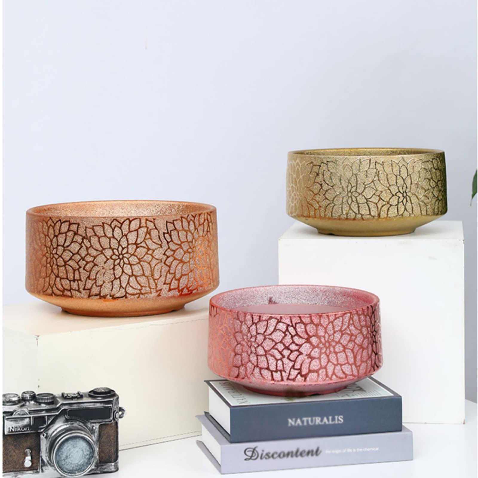 Vasi da Giardino Vaso Phalaenopsis di Lusso in Ceramica Leggera, Vaso da Fiori in Stile Cinese con Foro di drenaggio e Vassoio in plastica per la Decorazione Domestica