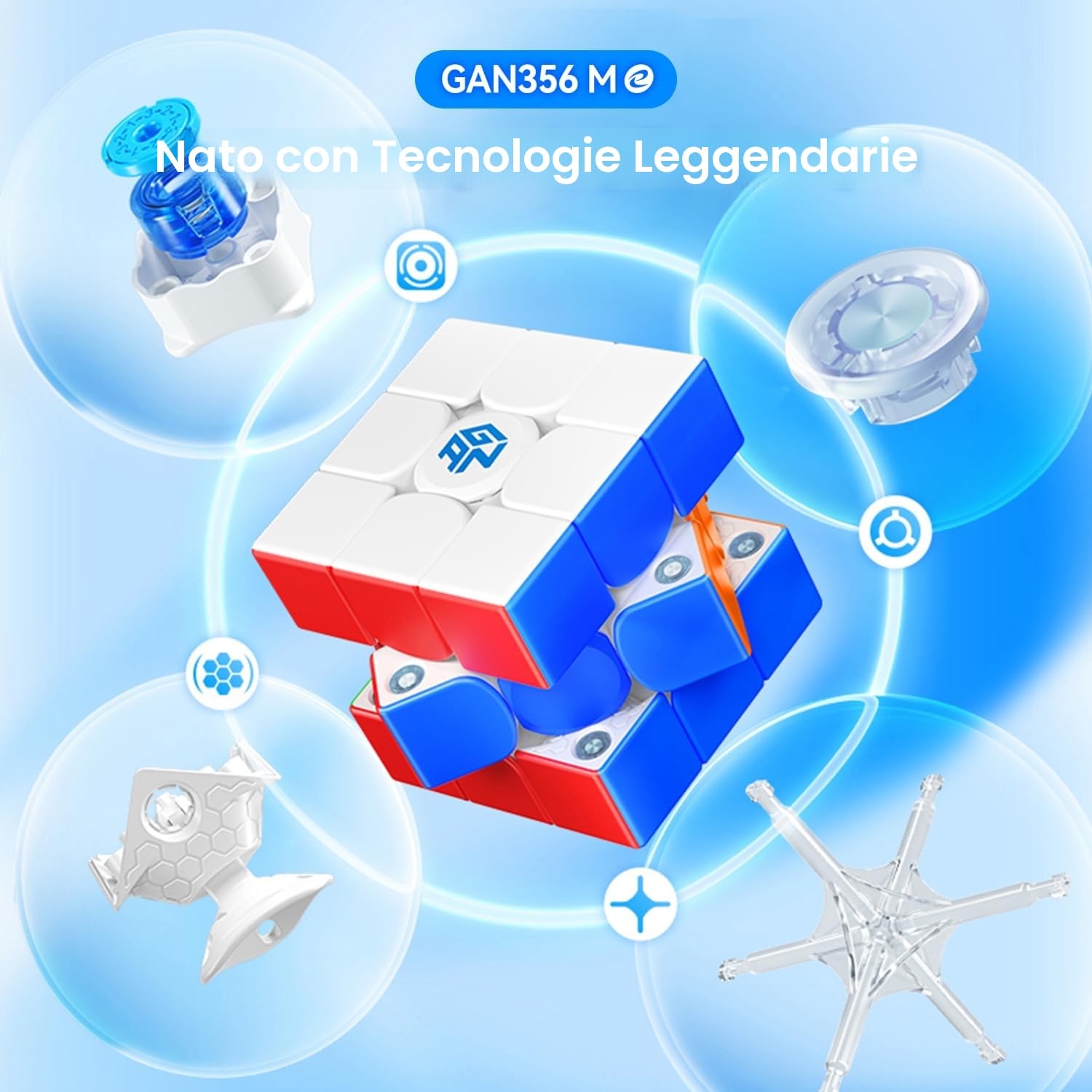 GAN356ME Speed Cube Professionale Magnetico 3x3 Gan cube， 12 Livelli di Tenuta Regolabili Originale Cubo 48 Capsule Magnetiche, Adatto Ad Adulti e Bambini, Allenamento e Competizione