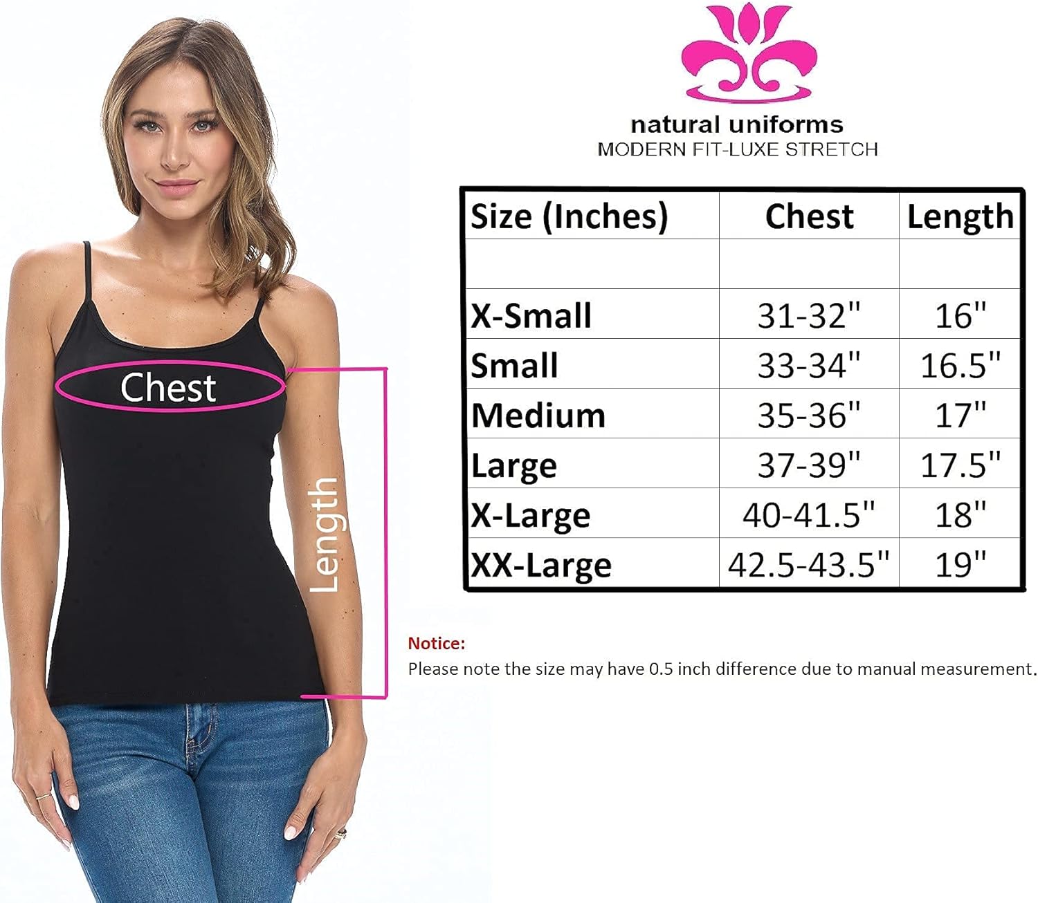 Natural Uniforms Women's Camisole Tank Top-Breathable Cotton Stretch at  Women’s Clothing store