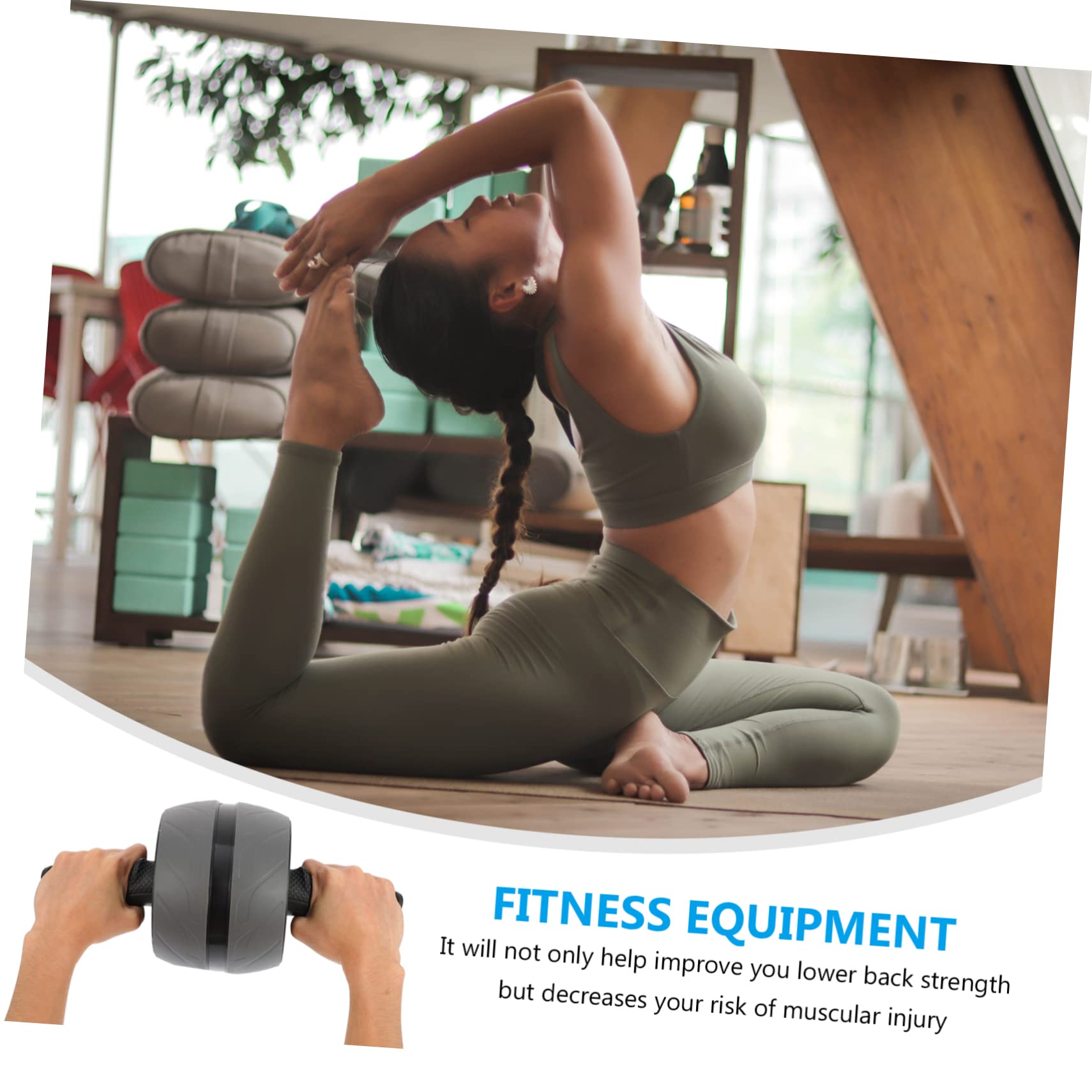 Abaodam Ruota Addominali Fitness Abs con Rimbalzo Automatico Attrezzo per Esercizi Addominali Casa per e Potenziamento Muscolare con Antiscivolo e Ruota
