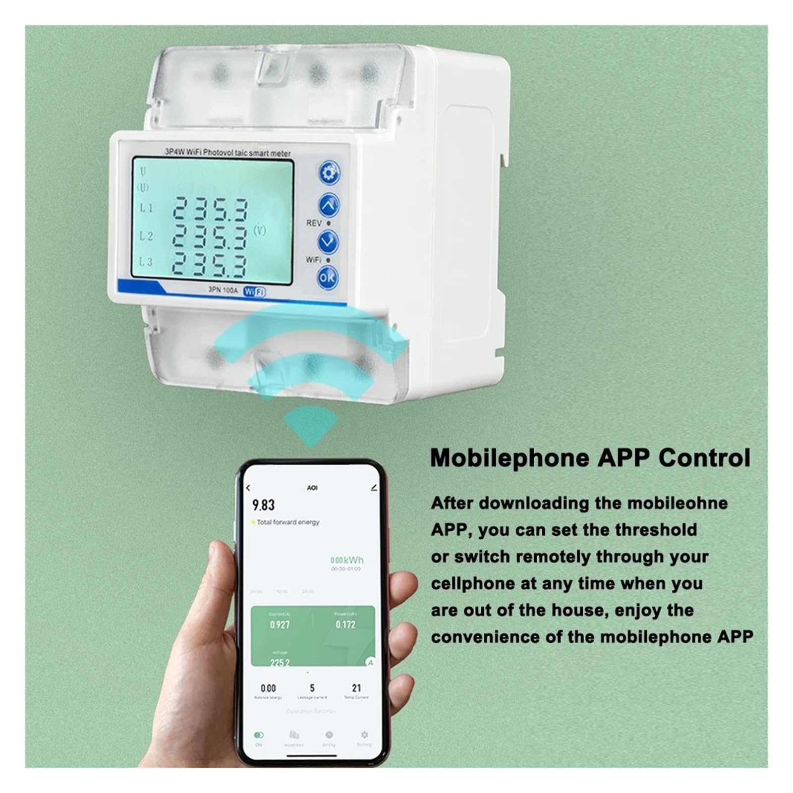 Monitor Energii Inteligentnego Licznika Tuya WiFi 3P4W Inteligentny Przerywacz Miernik Fotowoltaiczny Przeciążenie Przepięcie Podnapięcie Ograniczenie Prądu Zabezpieczenie Przed Ponownym Zamknięciem