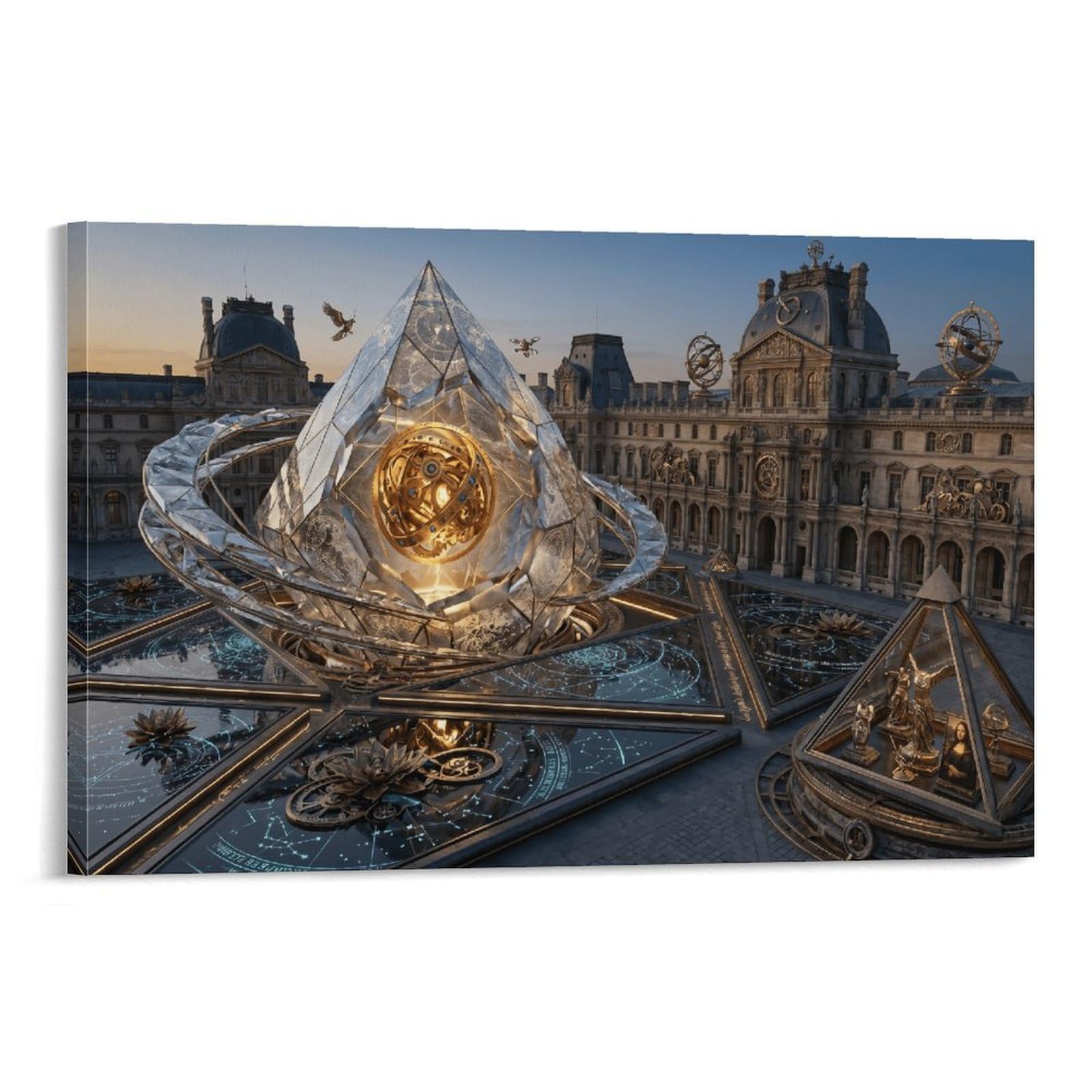XPASHIQWC Louvre Museum in Paris Wall Decor Poster Canvas Prints Picture Modern Canvas Wall Art Picture Wall Hanging for Bedroom Living Room Decor 24x36inch(60x90cm)
