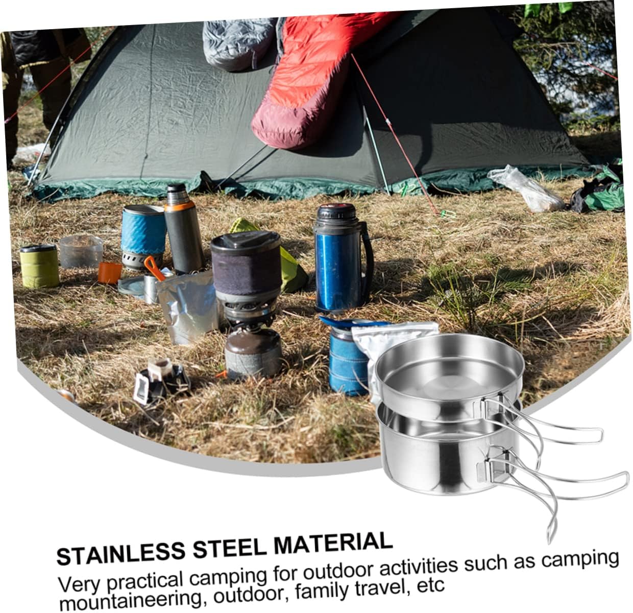 Abaodam 1Set Portable Outdoor Camping Cookware Cooking Pots and Pans Lightweight and Compact for People for Camping Hiking and Picnics