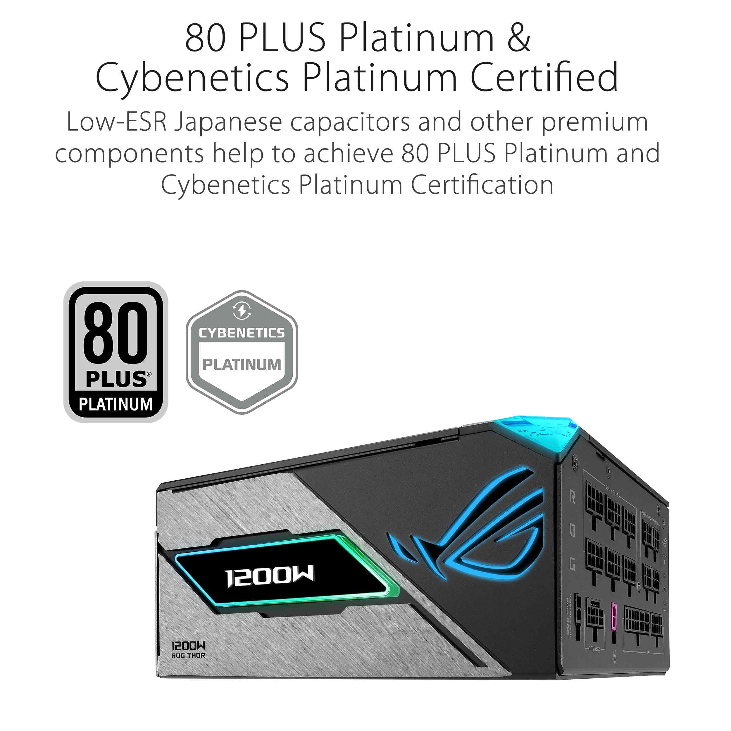 ASUS ROG Thor 1200W Platinum III Bloc d'alimentation (80 Plus Platinum Certified, ATX 3.1, PCIE 5.1, GaN MOSFET, GPU-First IVS, Magnetic OLED Display, Turbo Mode, garrantie10ans)