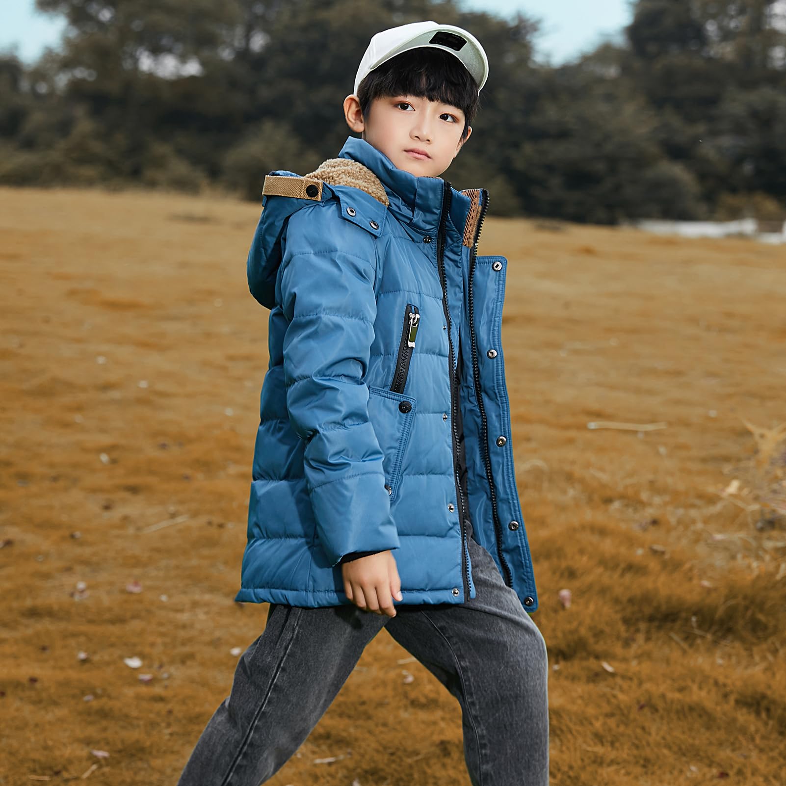 amropi Bambini Ragazzi Inverno Cappotto Piumino Capispalla con Cappuccio Giacca per 5-12 Anni