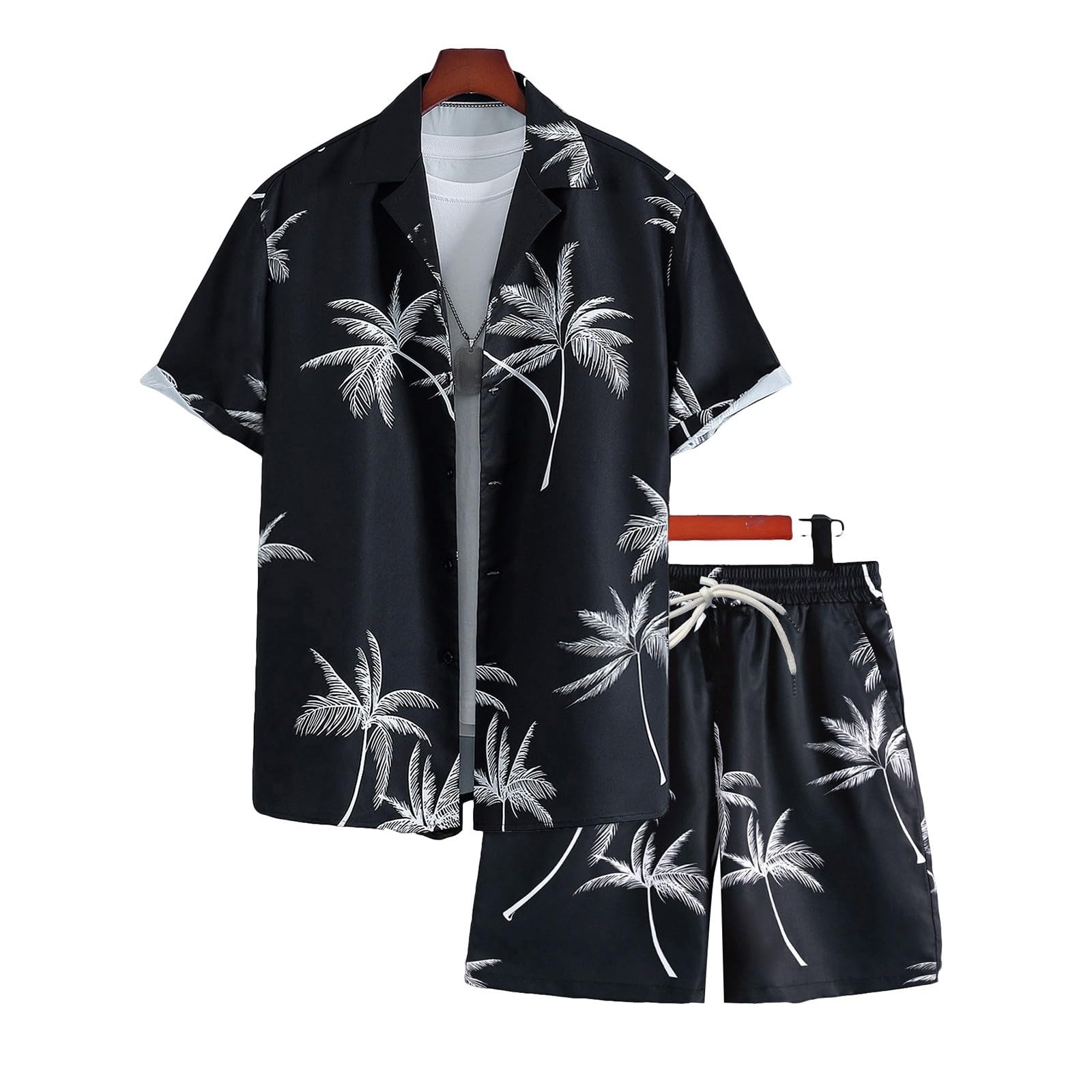 Tuta da spiaggia da uomo Haiwaii, tuta per il tempo libero con camicia e bermuda, tuta estiva leggera e sottile, traspirante, confortevole, set estivo casual sportivo per uomo