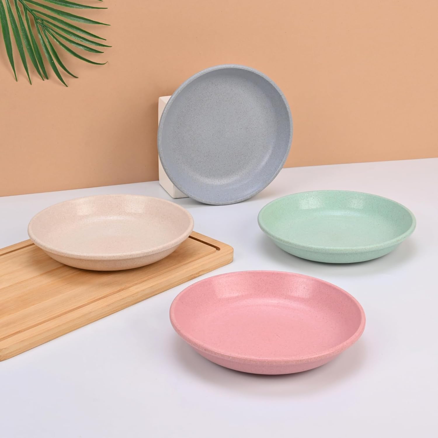 Eha Earth-Friendly Small Plates Set for Snacks | Snacks Plates Set of 4 | Snacks Plates Made with Rice Husk Biocomposite |
