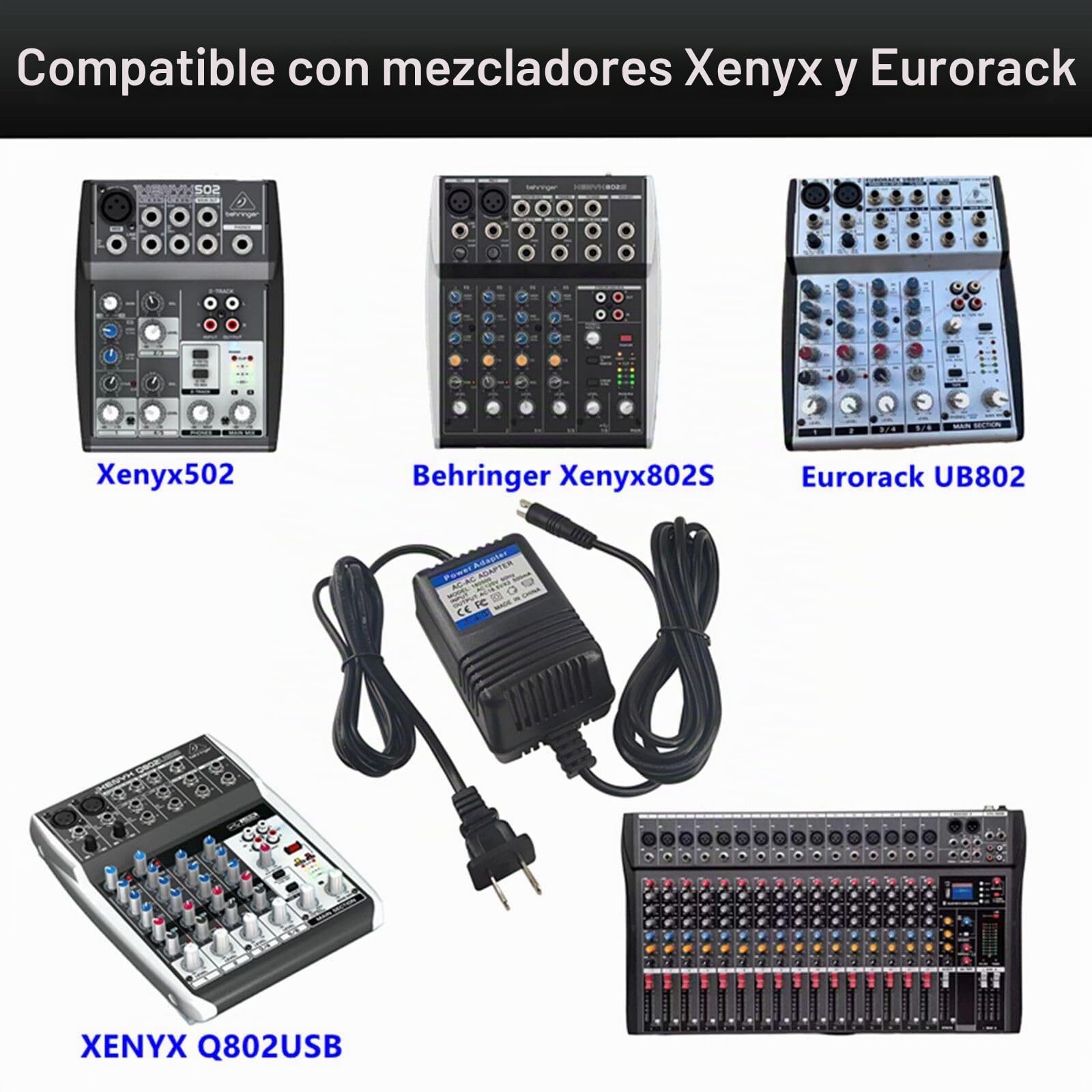 Adaptador de Corriente de CA de Repuesto - Fuente de alimentación de 18.5 V, para Behringer Xenyx (502,802,1002), UB1002, Q502USB, QX1202USB, Q1002USB, PSV3UL, MXVL3, MX602A, mezcladores