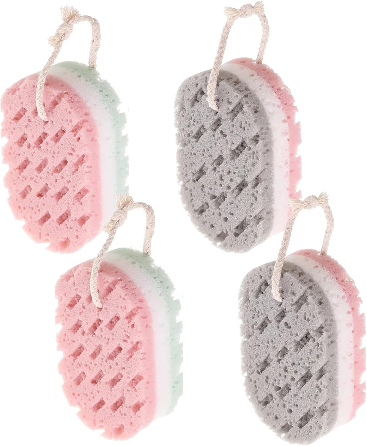 4 Pack Sponges Bath, Bath Sponges for Adults Three Layers of