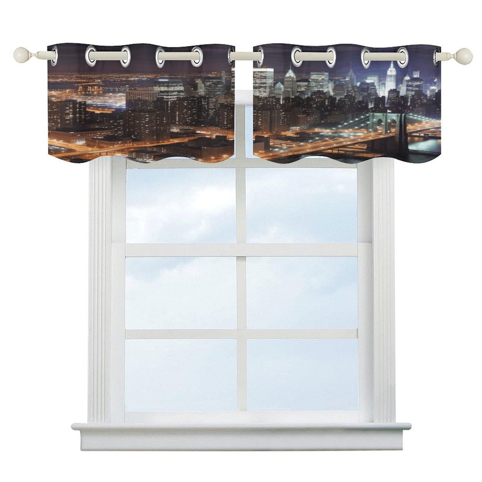 Fekiloot Style New York Night Short Curtains Valance Curtain