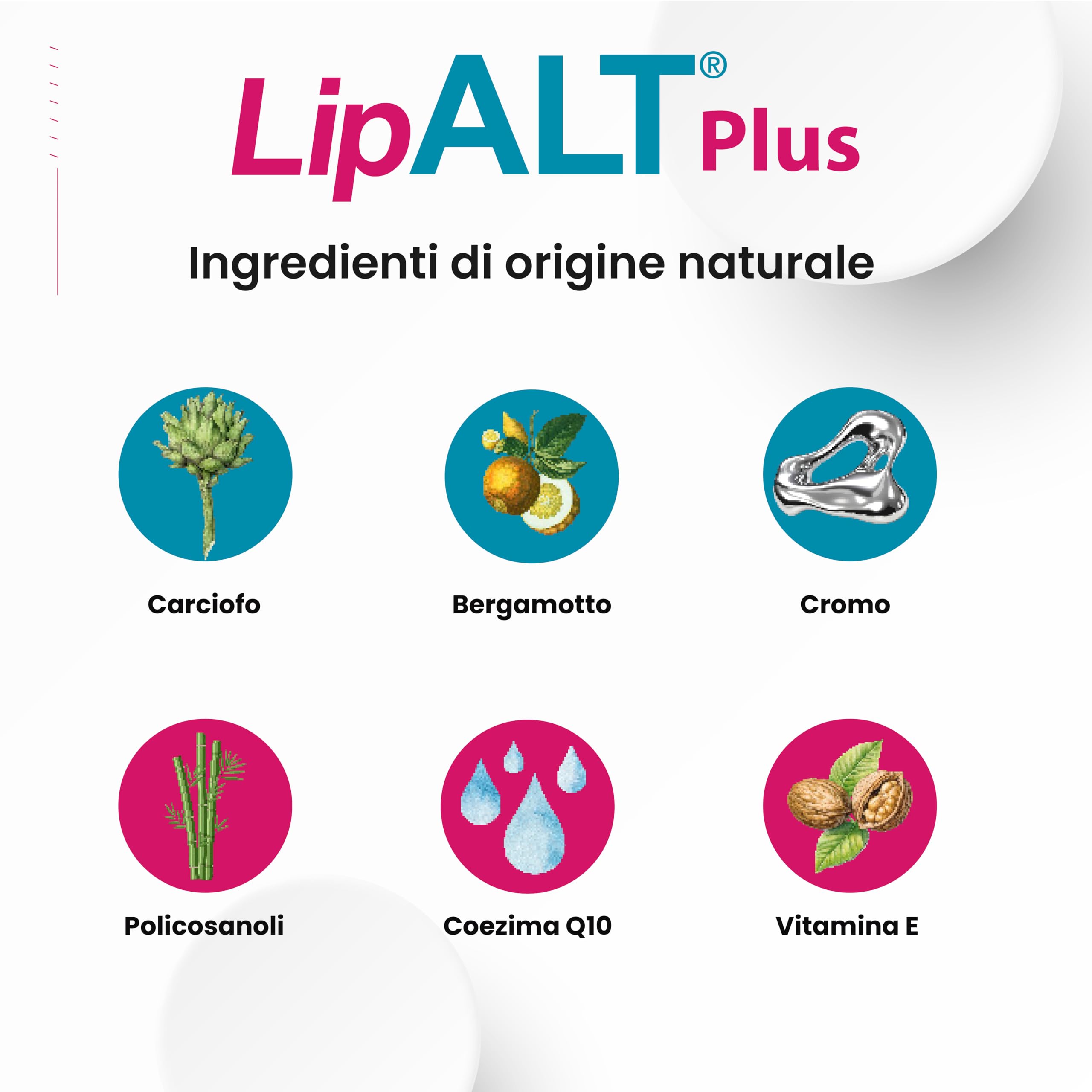 Lipalt Plus - Integratore Senza Monacolina K - Integratore a Base di Coenzima Q10, Bergamotto, Carciofo e Policosanoli - 20 Compresse Senza Glutine e Lattosio