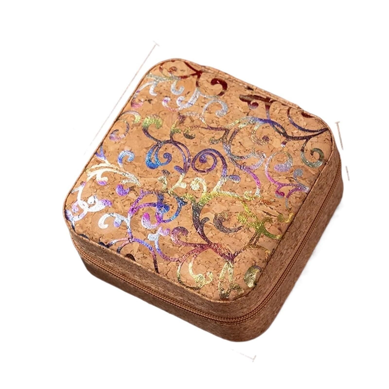 ZHAOQIN Jewellery Box Vintage Cork Jewellery Organiser Portable Earring Flower Necklace(Style3)