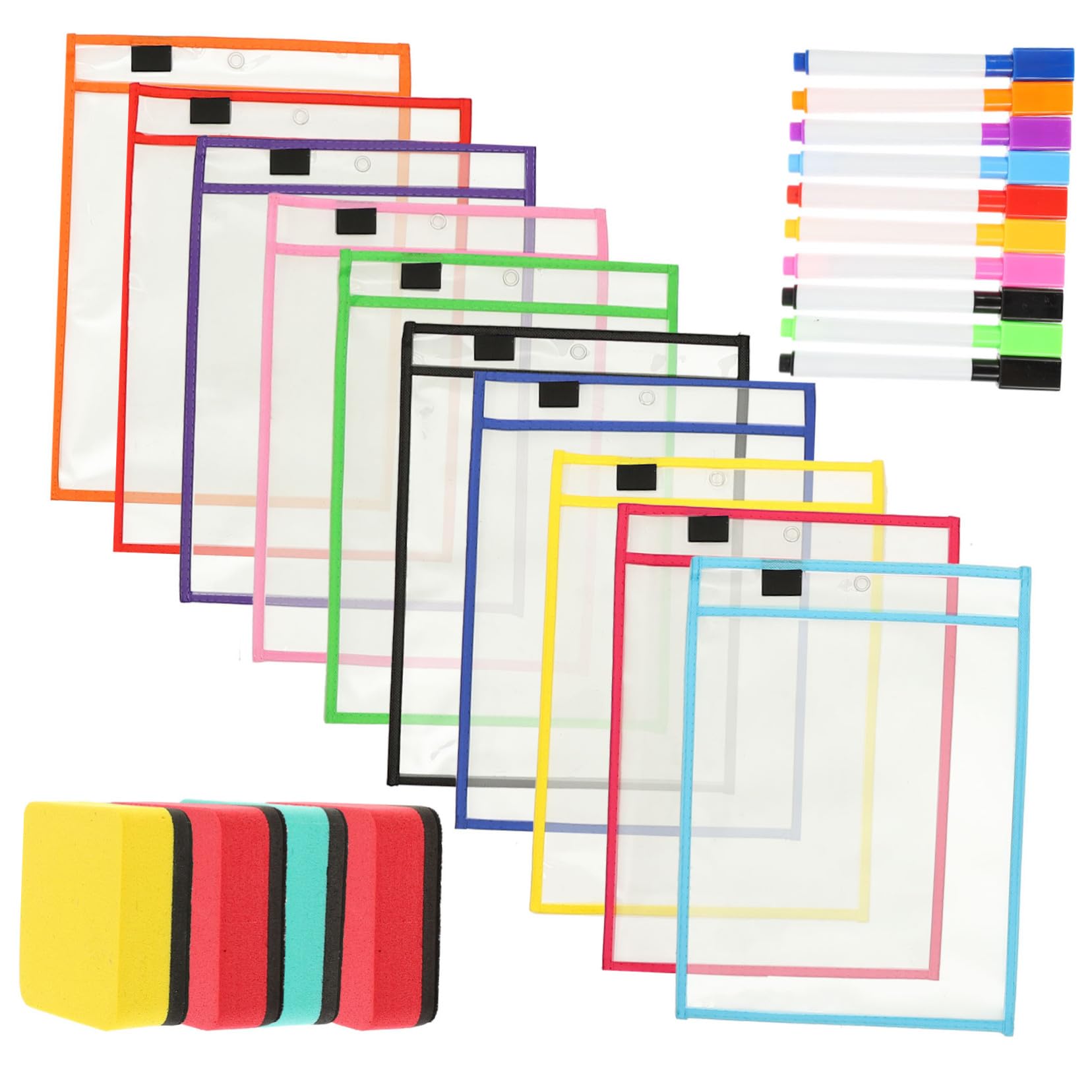 Pochette effaçable à sec Alipis transparente réutilisable classement documents A4 - 8