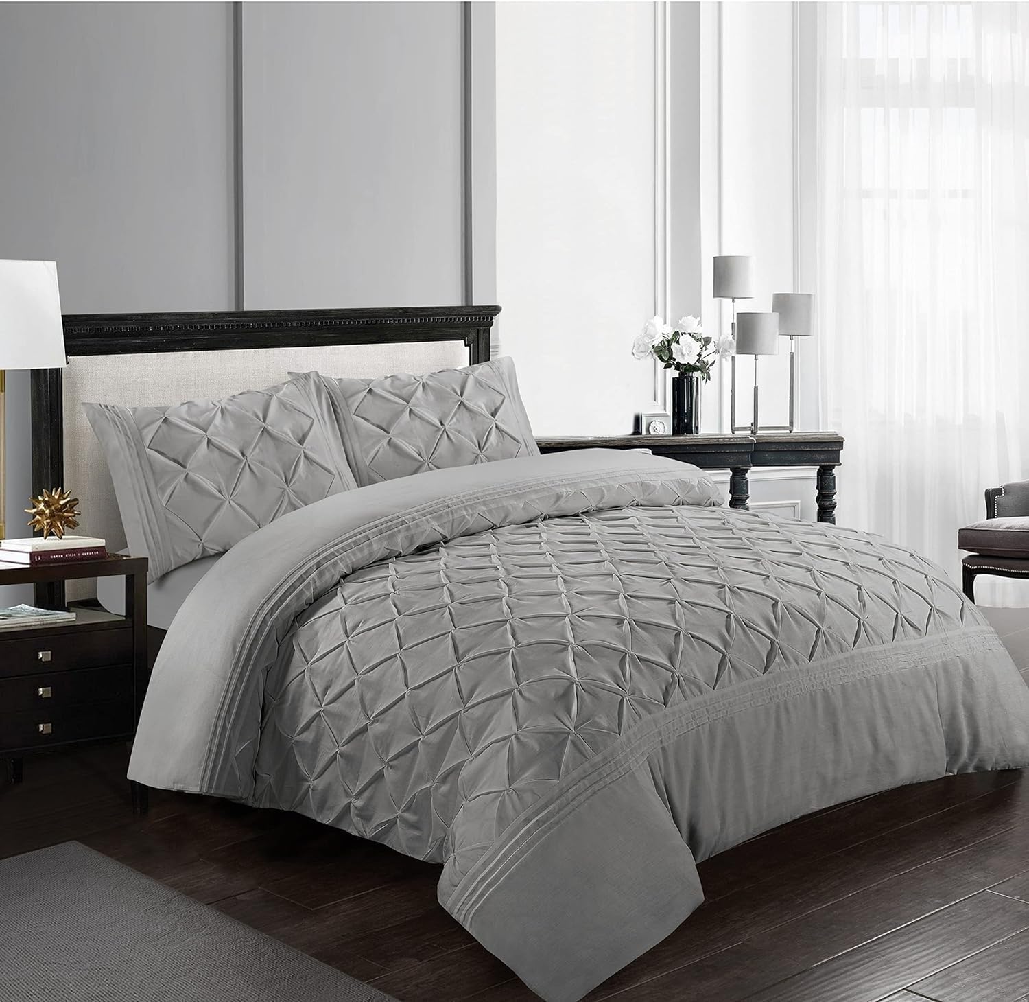 Silver Grey Duvet Cover Microfibre Bedding Set Luxury Quilt Covers Anti