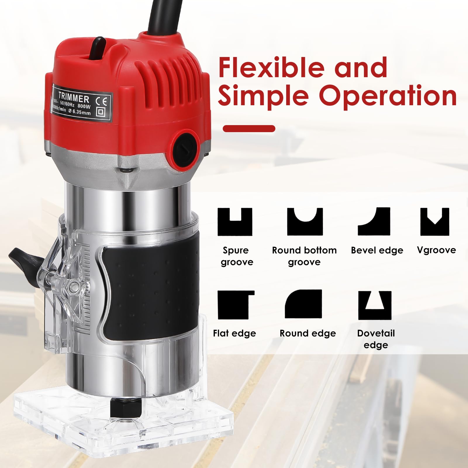 Fresadora de Madera, Weytoll Fresadora para Madera Electrica, 220V, 800W, 30000r/min