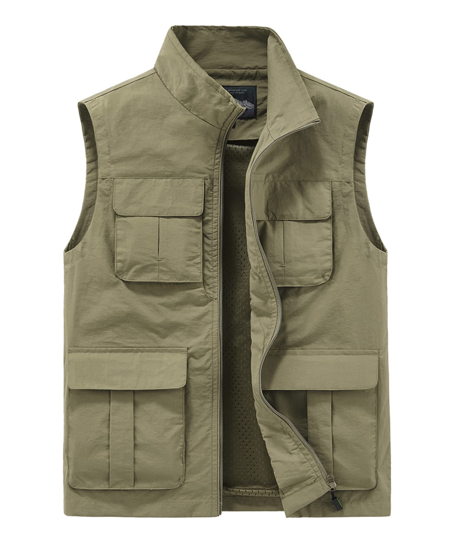 Gilet de Pêche pour Homme Respirant Veste Sans Manches de Chasse Gilet de Journaliste à Séchage Rapide Léger Gilet d'été Randonnée