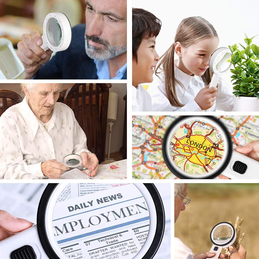 Hоlіdау Dеаlѕ 🛒 Magnifier Magnifying Glass with Light, 10X Handheld Lighted Led Magnifier with 12 LEDs Double Glass Lens for Seniors Reading, Coins, Stamps, Map,Jewelry, Inspection, Macular Degeneration