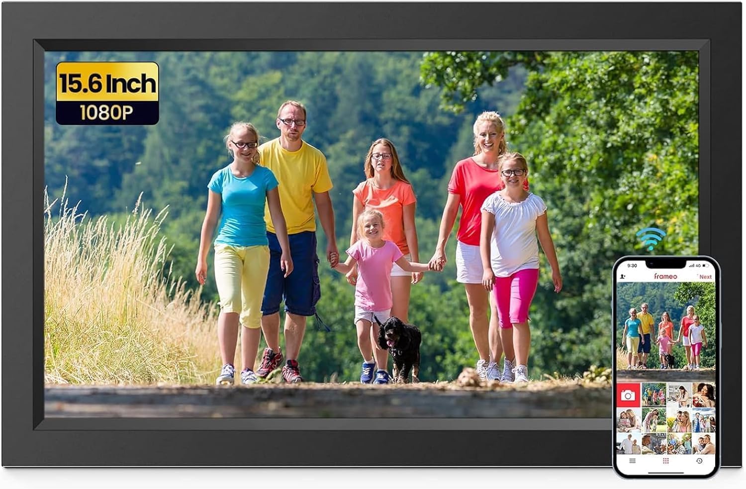 XElectron 15.6 Inch Large Digital Picture Frame, WiFi Digital Photo Frame with 32GB Storage and SD Card Slot/USB Port, Free Storage, 1920x1080 IPS FHD Touch Screen - Gift for Friends and Family