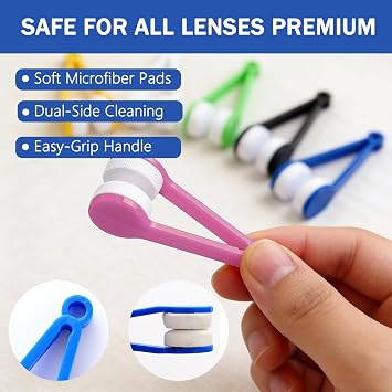 60 Pack Mini Eyeglass Cleaner Tool, Portable Sunglasses Spectacles Cleaning Tool, Soft Microfiber Cleaning Clip for Glasses, 6 Colors (Blue, Green, Black, White, Red, Yellow, 10 per Color)|by Cotkkstt
