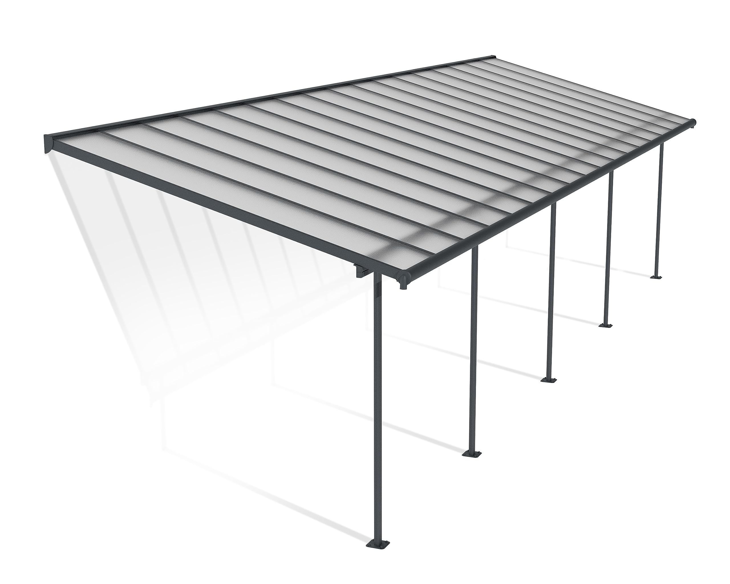 Canopia by Palram Pergola Sierra 1044 x 295 cm in Alluminio e Policarbonato, Moderna ed Elegante, per Coprire una Terrazza Tutto L'anno (Grigio)