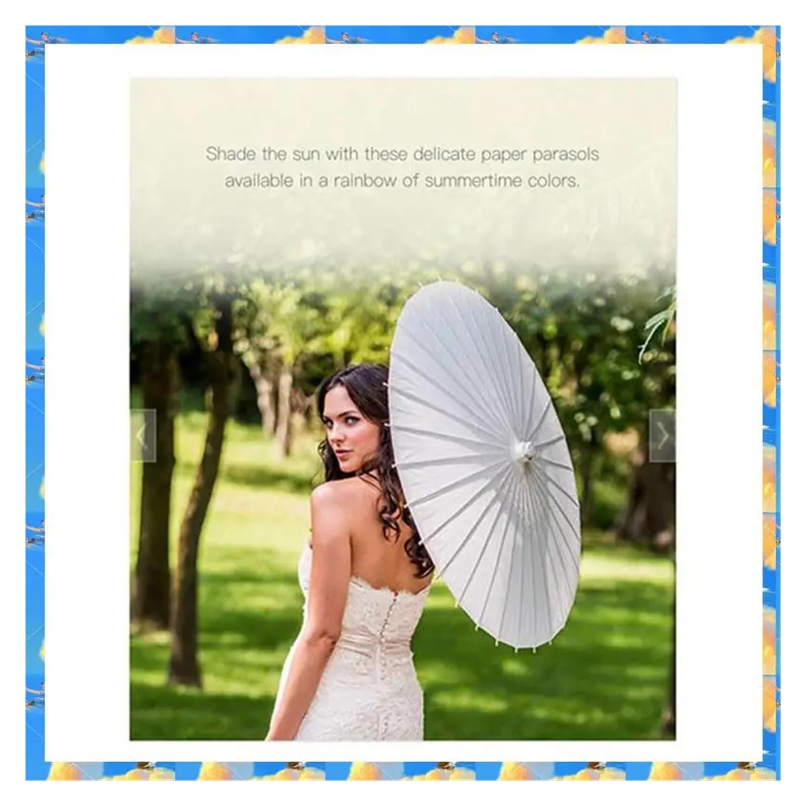 Sombrilla de papel for playa blanca, accesorio fotografía for baby shower, boda, 60 cm/23,6 pulgadas Para Decoración Fotográfica