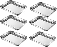 Vista 9 de Bandejas Pequeñas para Hornear Galletas de Acero Inoxidable 304 Bandeja Pequeña de Servir 10.4 x 8.1 x 1.1 Pulgadas (Diagonal 12.3) Recalentar