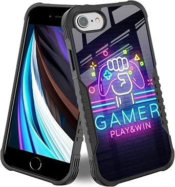 for iPhone SE 3rd/2nd Case Men - Gamer Play Game Win Easter | [Shockproof Bumper] [Anti-Scratch] [Anti-Slip] Heavy Duty Protection Cover for Women Men Girls Boys kids