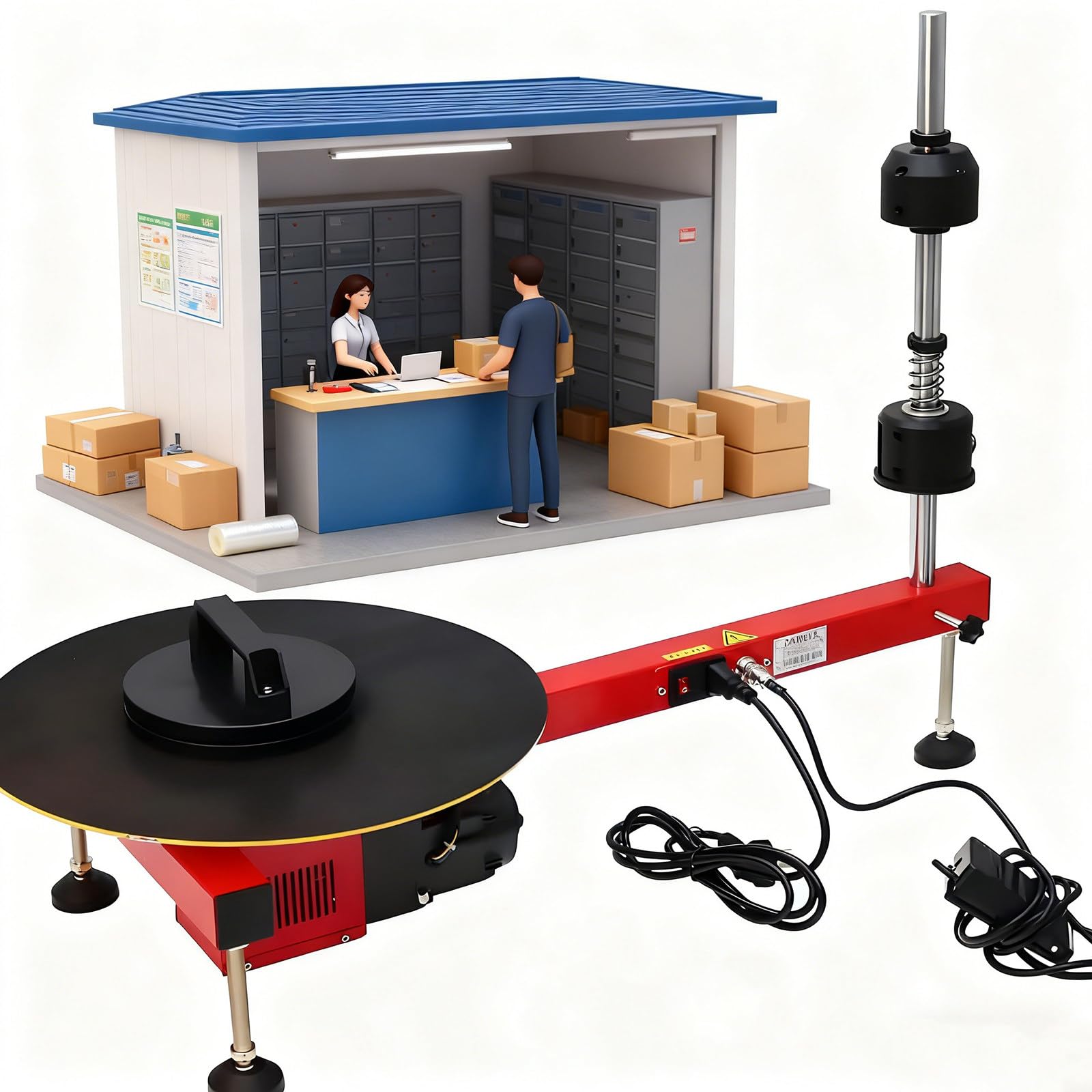 Máquina de Embalaje de película de Estiramiento eléctrico, Mesa de Embalaje de paletas de Servicio Pesado, dispensador de Envoltura de Estiramiento Industrial para Embalaje