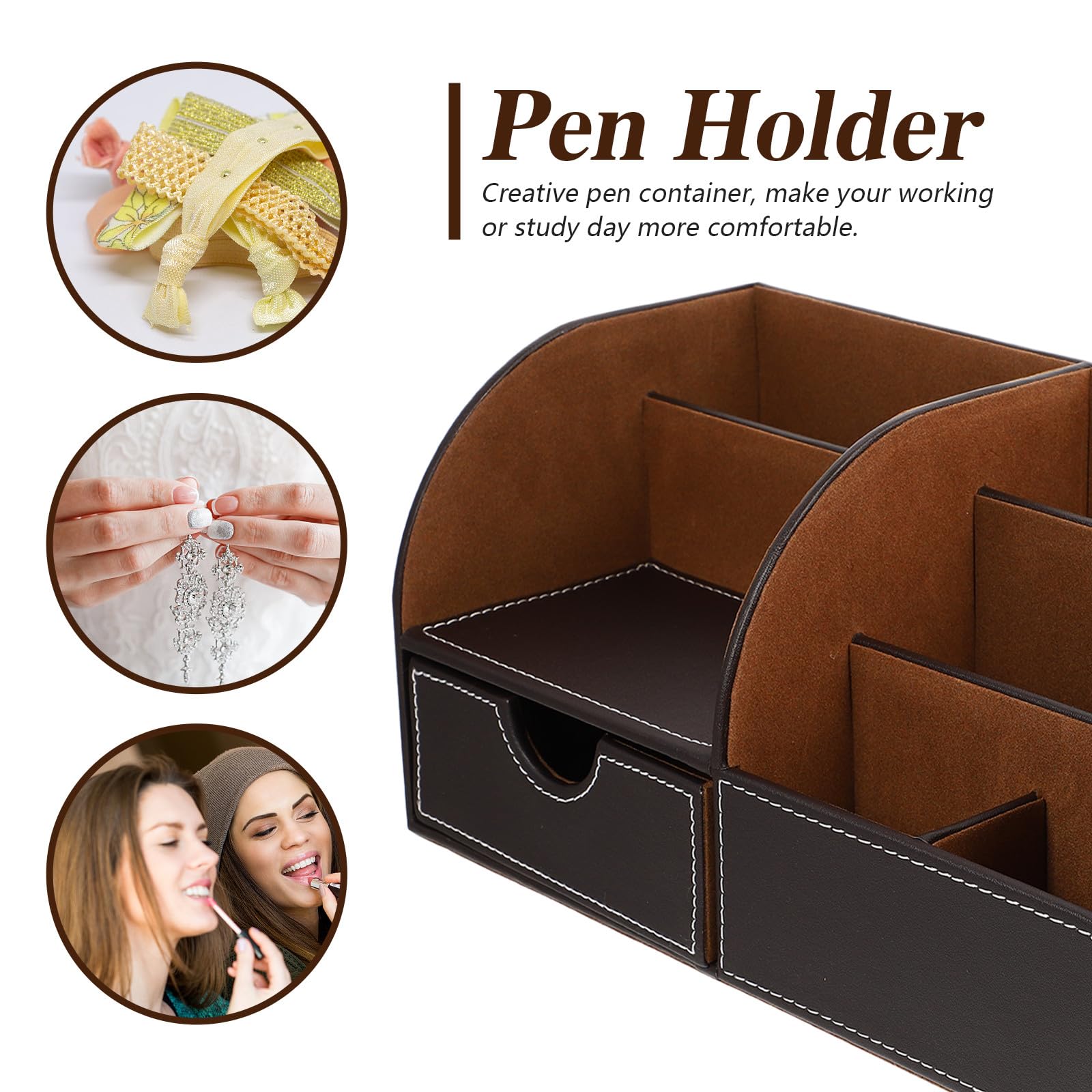 BETOOKY Pu Leder Stiftehalter Multifunktional mit Aufbewahrungsfunktion und Schonend für Hände Kreativer Stiftehalter für Büro und Schule in Braun
