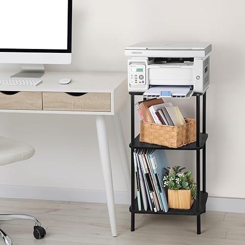 Miniatura 5 de BTY Mesa auxiliar alta de 3 niveles, mesa auxiliar pequeña de 30 pulgadas de alto con estantes de almacenamiento, mesita de noche alta para espacios