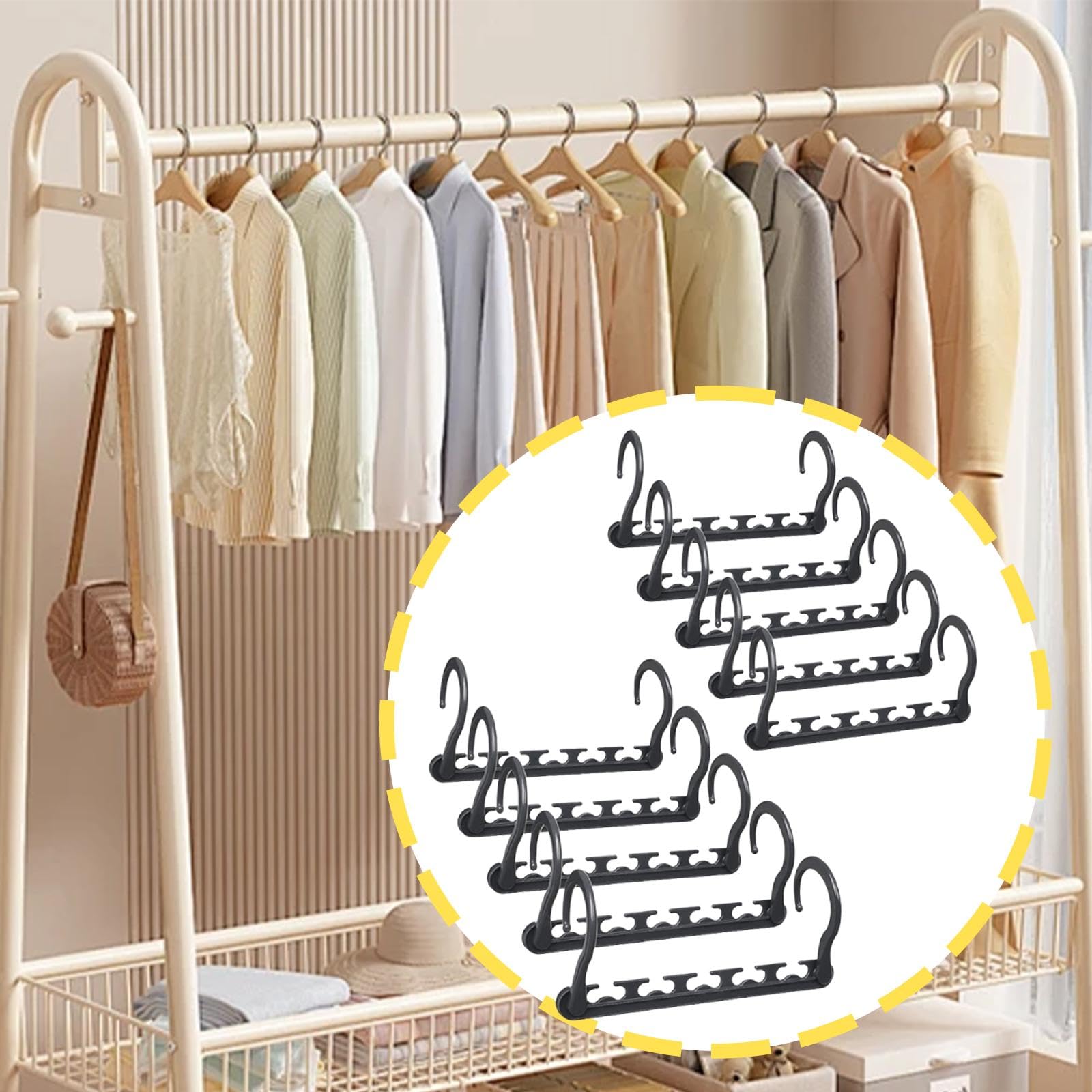 Generic 10Pcs Space Saving Hangers Closet Organizer and Storage Folding Hanger Hooks Space Saver for Shirts Shorts Jeans, Black