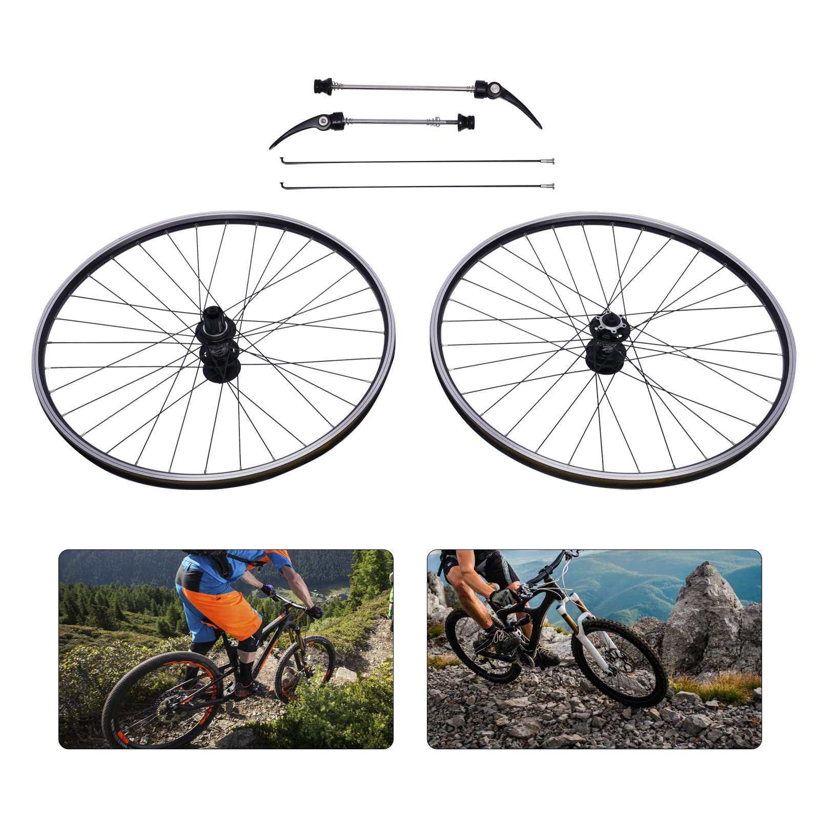 Juego de ruedas de 27,5 pulgadas, llantas de aluminio, para bicicleta de montaña, bicicleta de montaña, juego de frenos de disco, liberación rápida, rueda delantera, rueda trasera, ruedas con cassette