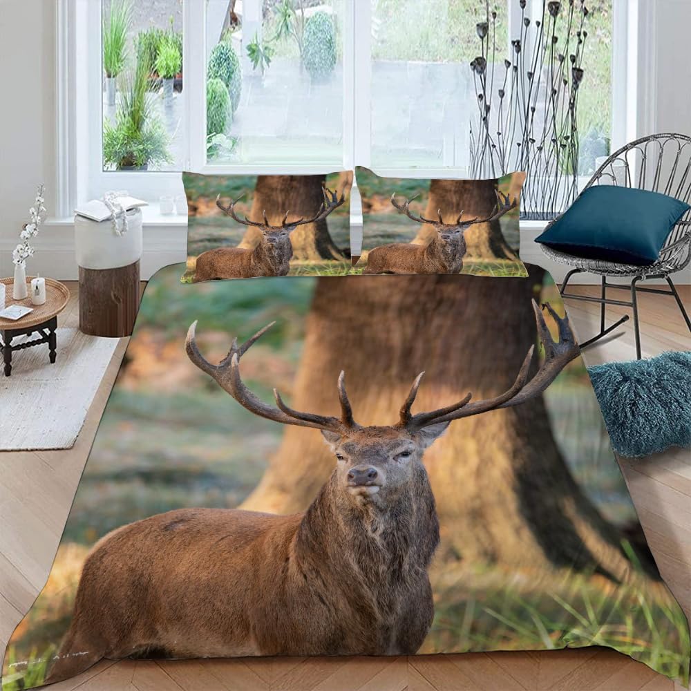 Parure de lit wapiti 3D en microfibre douce avec fermeture éclair pratique