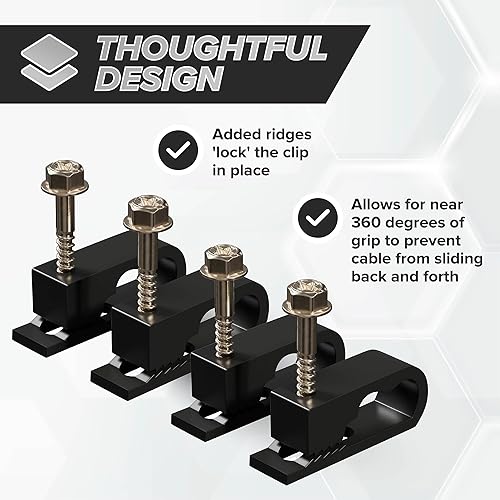 Miniatura 4 de THE CIMPLE CO Clips dobles para cables, 50 unidades, gestión de cables para interiores y exteriores, clips de alambre de 12 pulgada para cable