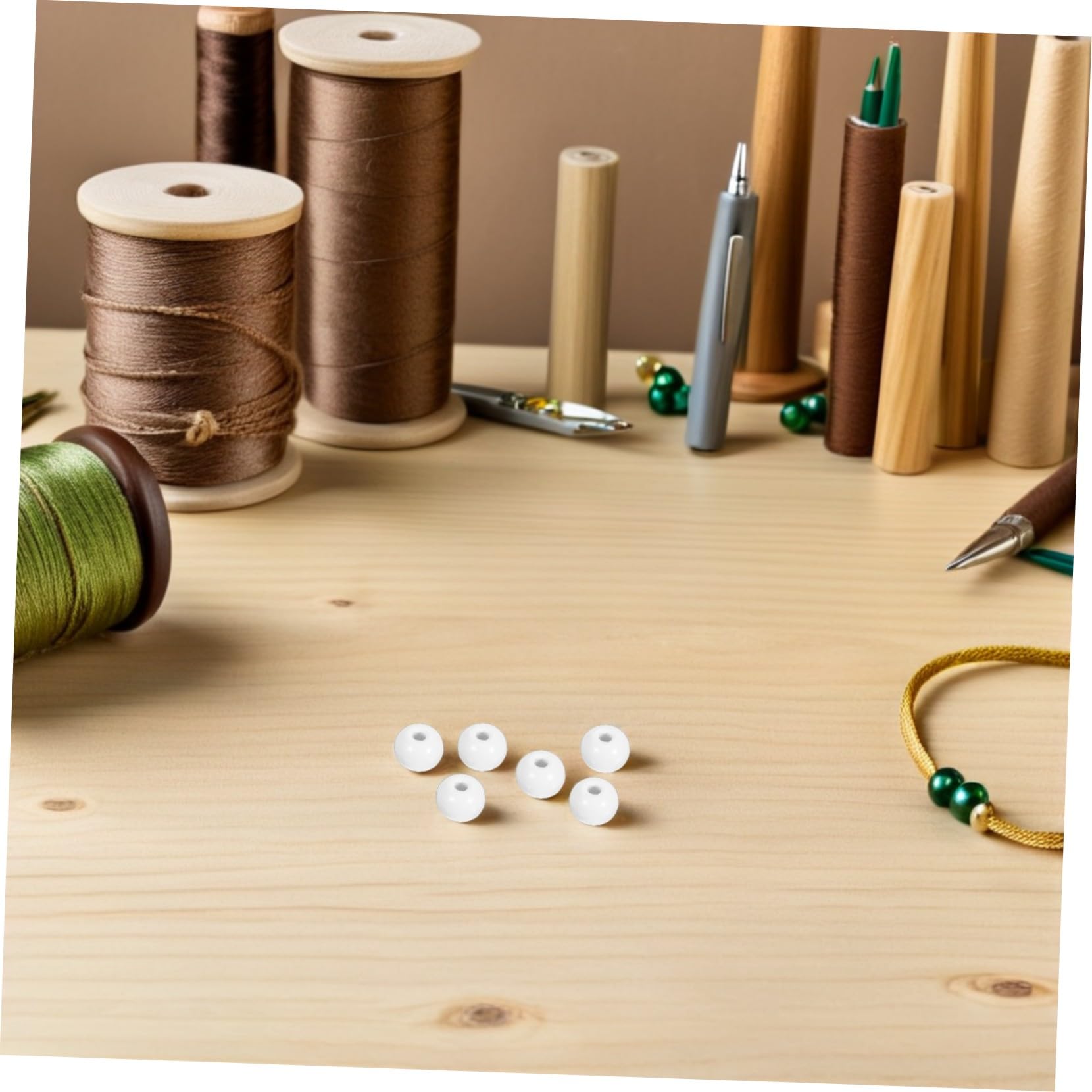 Anneome 600 Piezas Cuentas de Madera Redondas Perforación Espaciadoras Sin Acabado para Manualidades Joyería Pulseras Decoración Hogar