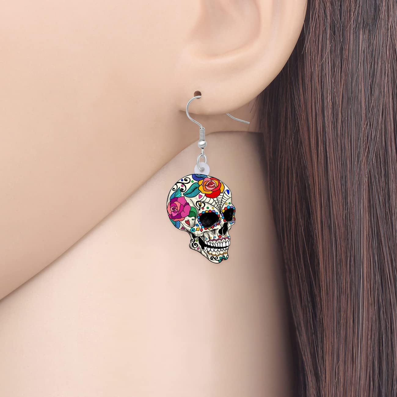 Dangle Acrylic Halloween Earrings Skull Novelty Hypoallergenic Jewelry Punk Charms For Women Party Favors Gifts - Image 2