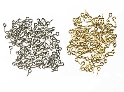 Small Mini Eyes Screw-in Hooks Jewelry Eye Pin,Silver+Gold Colors (500 PCS)