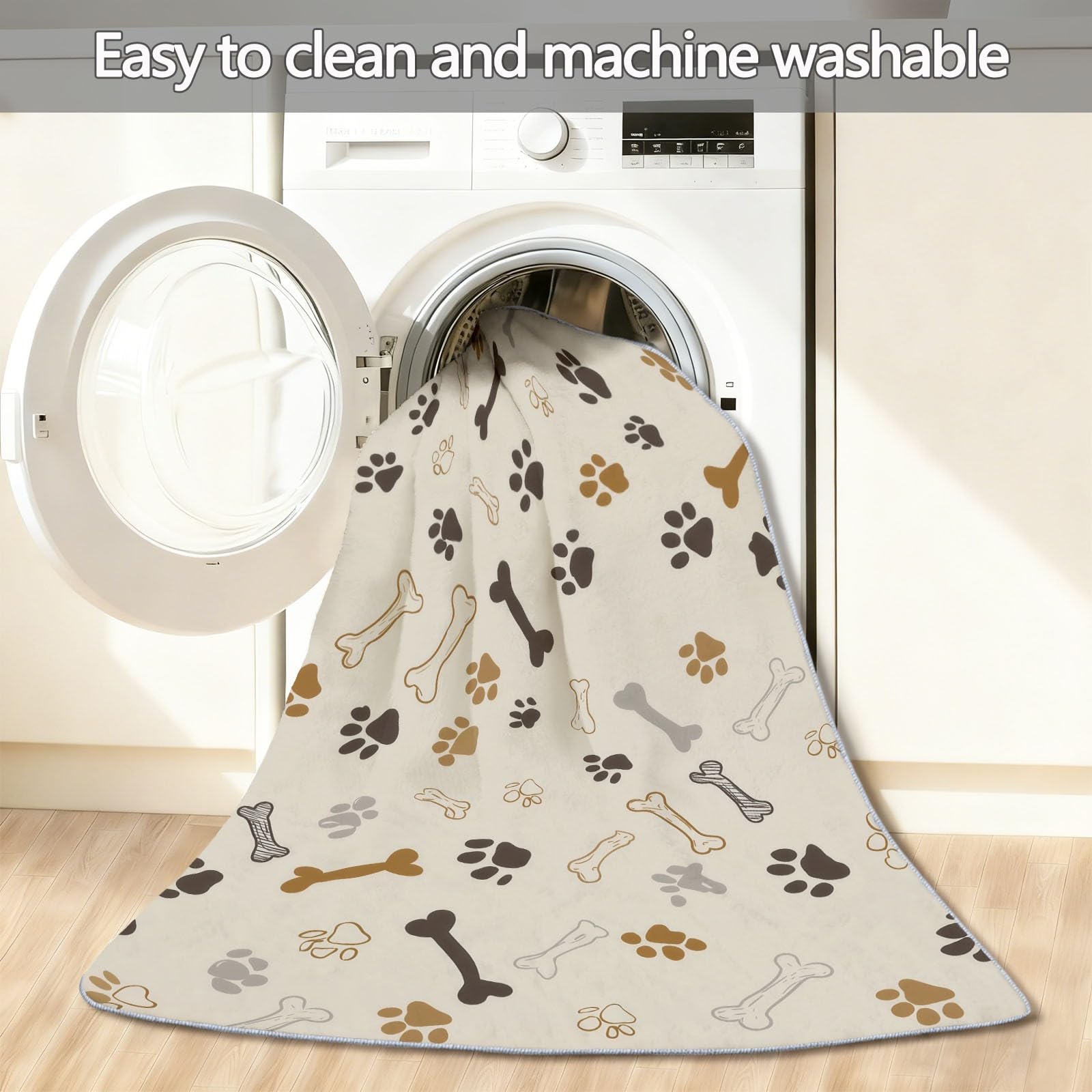 Tappeto per corridoio, cartone animato, carino, animale, impronta di zampe, ossa, 60 x 120 cm, passatoia per cucina, soggiorno, camera da letto, balcone, ingresso, antiscivolo e lavabile, tappeto per