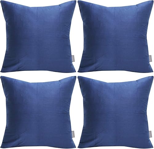 Juego de 4 fundas cuadradas de algodón para cojín, cómodas, decorativas y de color liso (solo funda, sin relleno)