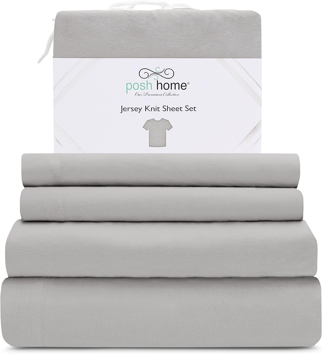 Posh Home Jersey Knit Sheet Set 3Piece Jersey Bed Sheets